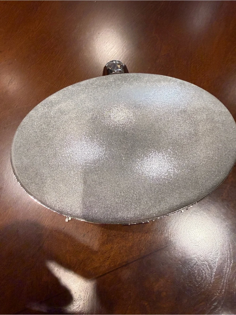 Pearl and Rhinestone Oval Evening Clutch - White